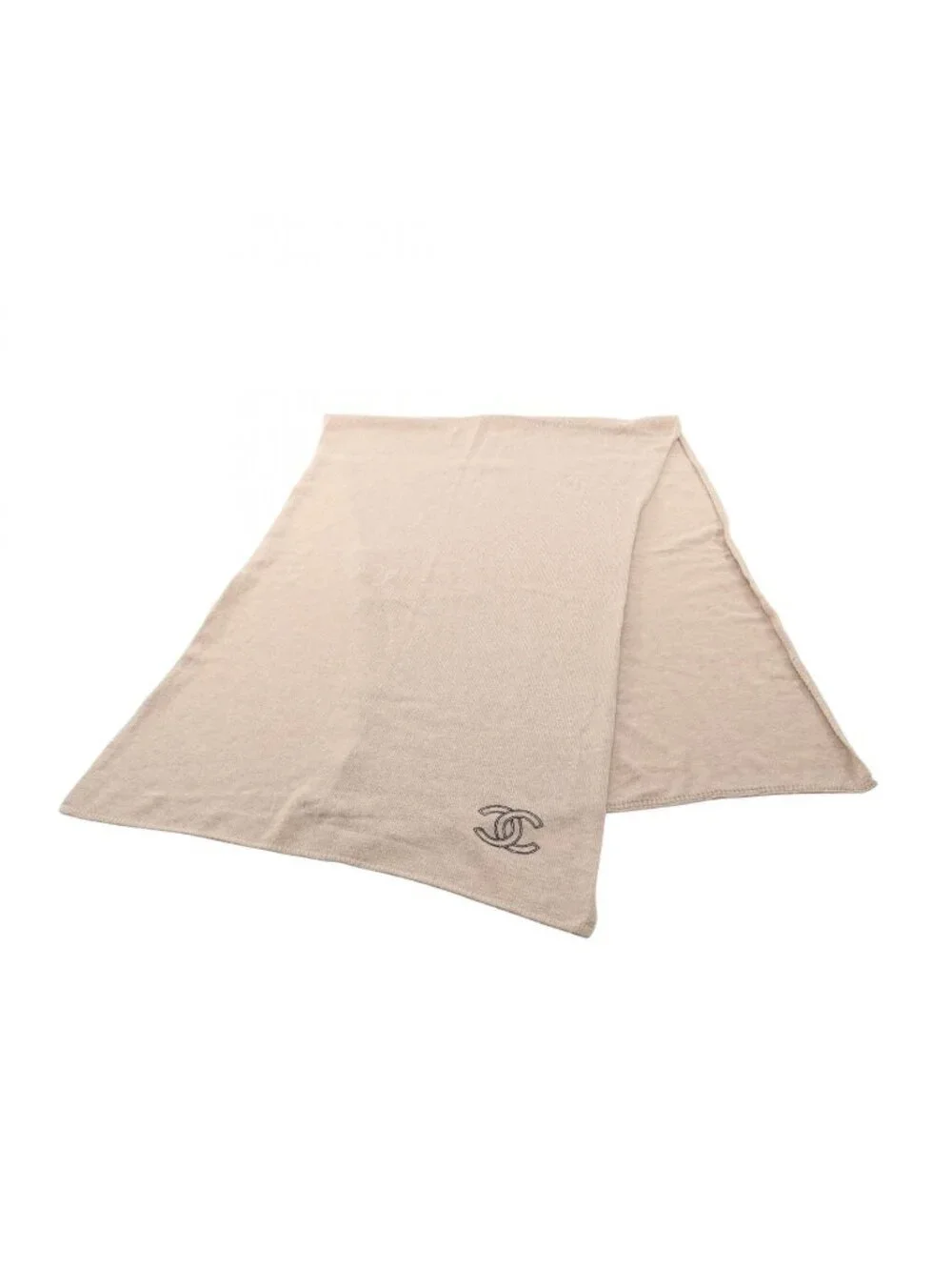 Chanel Shawl CC Logo Beige Scarf